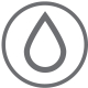 Icon representing slip resistance in the asphalt boot sole, showing a water droplet.