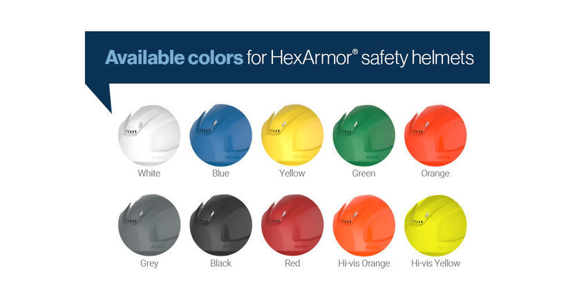 HexArmor offers 10 different safety helmet colors.