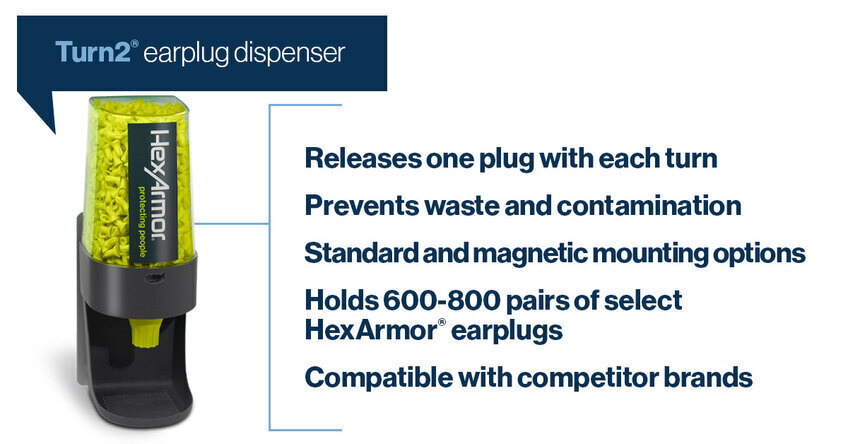See the features of the Turn2 refillable earplug dispenser.