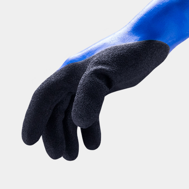 Side view of Helix 3070 latex work gloves.