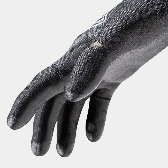 Side view of the Helix 3058 polyurethane coated seamless safety gloves.