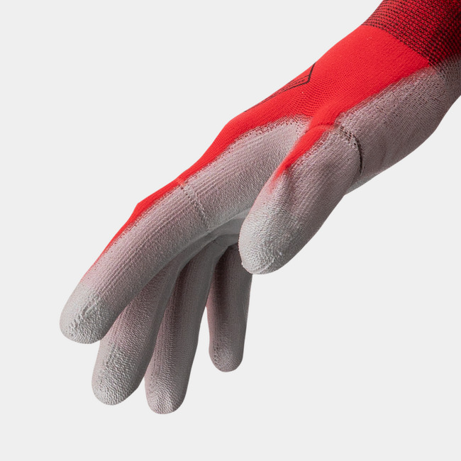 Side view of Helix 1033 high dexterity work gloves, showcasing where the seamless knit meets the coating.