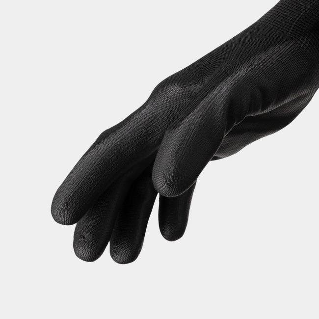 Side view of Helix 1030 general purpose work gloves, showcasing where the seamless knit meets the coating.