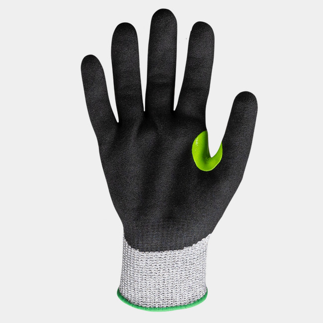 Palm view of Helix 1075 abrasion-resistant gloves, showcasing the sandy nitrile palm coating.