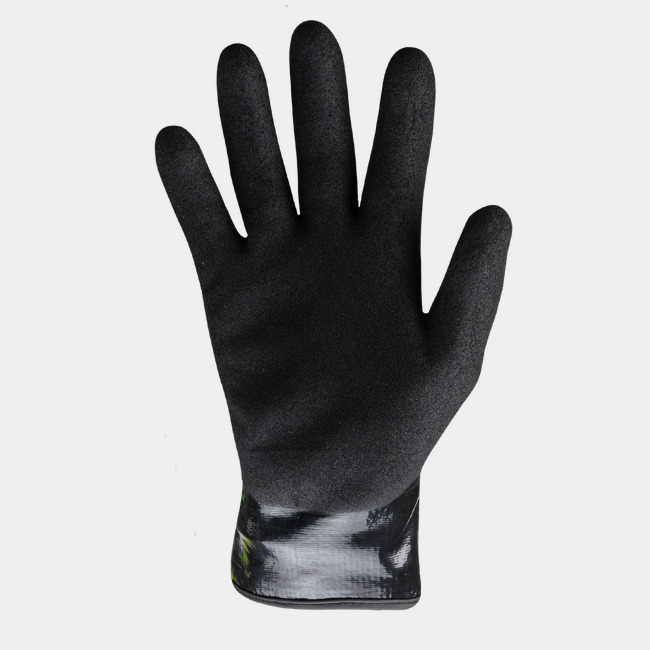 Palm view of Helix 3027 abrasion-resistant gloves, showcasing the flexible sandy nitrile palm coating.