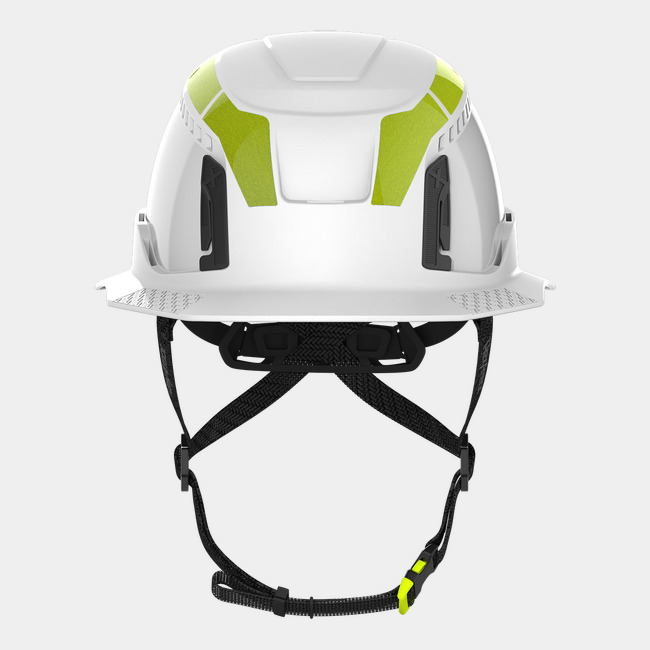 Type 2 hi-vis reflective stickers front view on helmet.