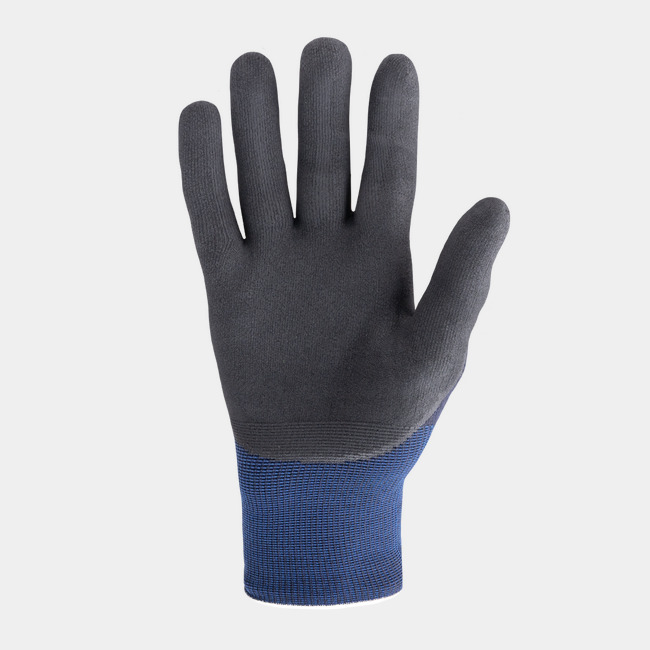 Palm view of Helix 1041 touchscreen work gloves, showcasing the micro foam nitrile coating.