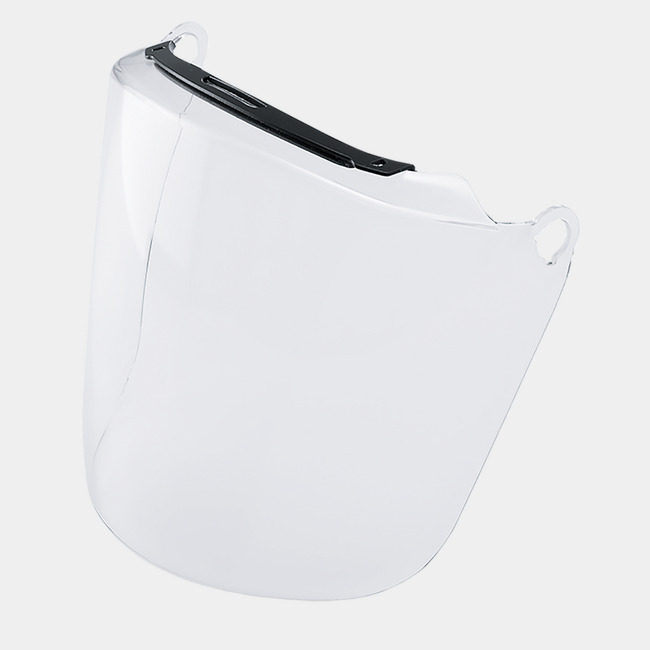 XA face shield adapter as it would appear on a face shield.