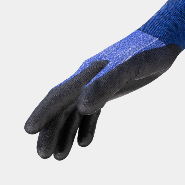 Side view of Helix 1032 high dexterity work gloves, showcasing the touchscreen-capable coating and seamless knit.