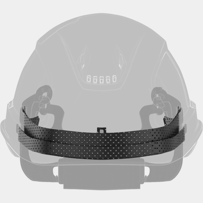 Ceros sweatband as shown from the front on the inside of a safety helmet..