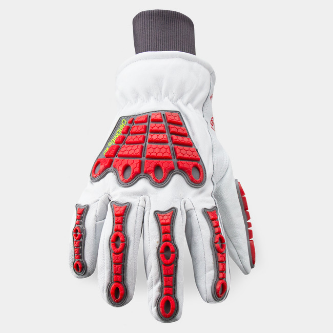 Back of hand view of Chrome SLT 4064IMPW extreme cold weather glove showcasing the impact protection.