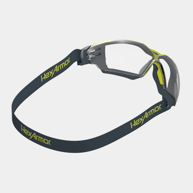 MX350 safety glasses showcasing the optical clarity of the lenses. 