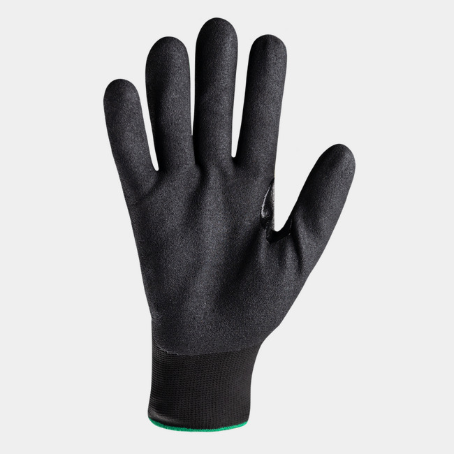 Palm view of Helix 1095 high dexterity work gloves, showcasing the sandy nitrile coating.