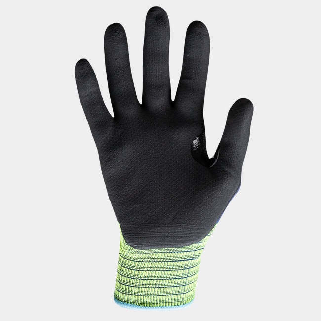 Palm view of Helix 3051 work gloves, showcasing the foam nitrile coating.