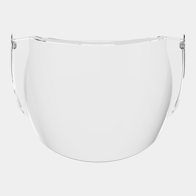 Front view of universal face shield window as it appears in space without being attached to TruSpan. 