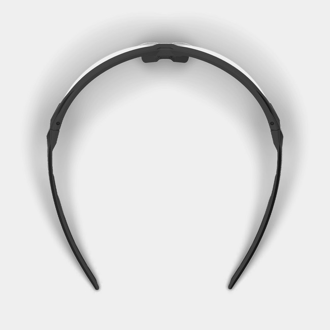 X1 scratch-resistant safety glasses from the top-down showcasing the adjustable nose piece.