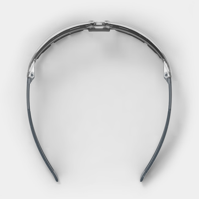 LT400G scratch-resistant safety glasses from the top-down showcasing the foam gasket.
