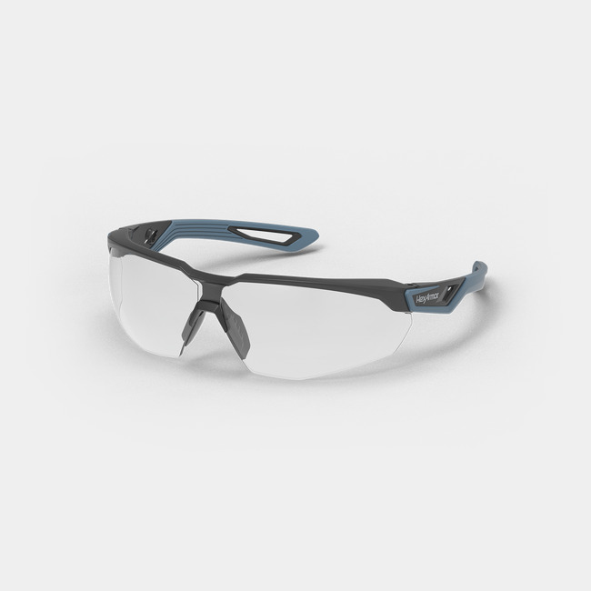 VuFlight safety glasses shown as they are sitting on a table.