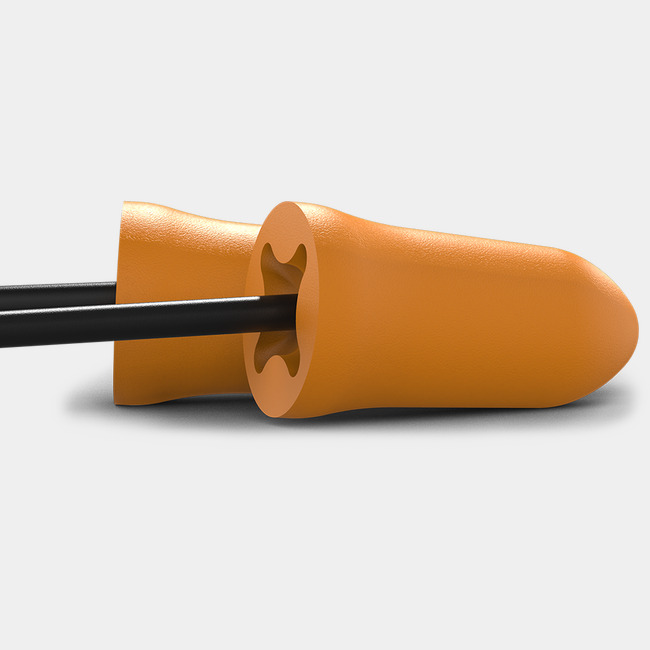 accuFit disposable earplugs // corded sideview image