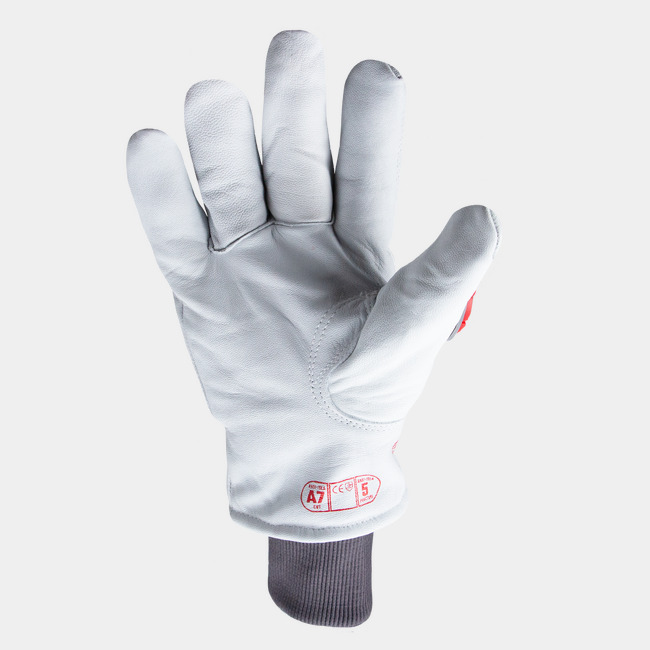 Palm view of Chrome SLT 4064IMPW thinsulate leather glove showcasing the goatskin leather palm.