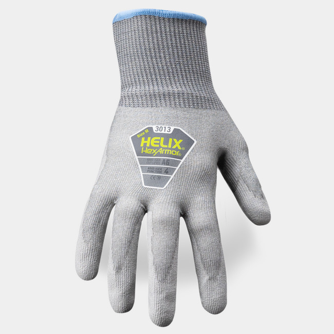 Back-of-hand view of the Helix 3013 eco-friendly cut-resistant gloves.