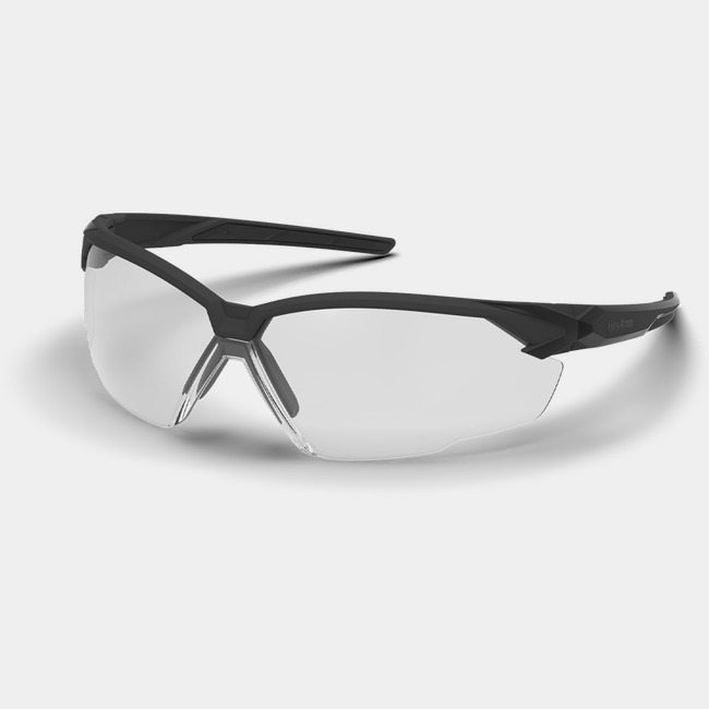 Black X1 anti-fog safety glasses shown from the front at an angle against a white background.