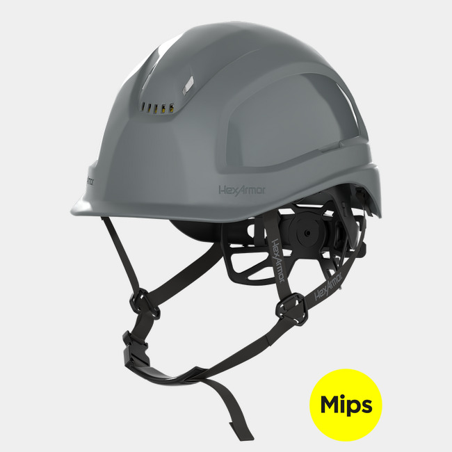 Ceros XP450A with Mips grey vented safety helmet with chin strap.