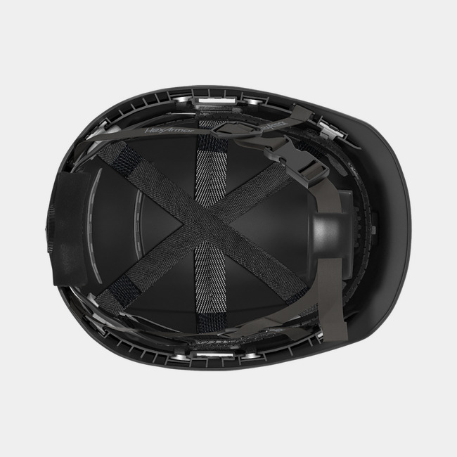 Ceros XP450A black safety helmet showcasing the suspension system on the underside of the helmet.