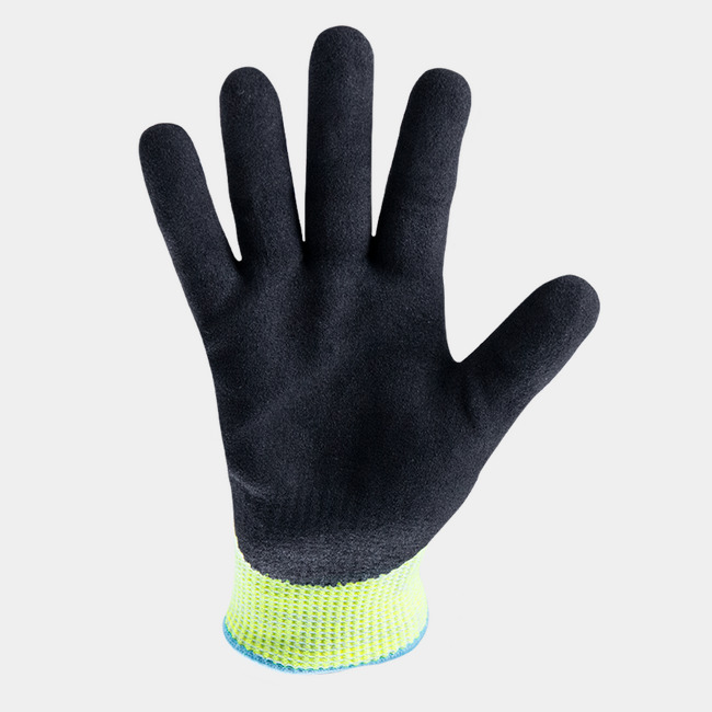 Palm view of Helix 2062 cut-resistant gloves, showcasing the sandy nitrile palm coating.