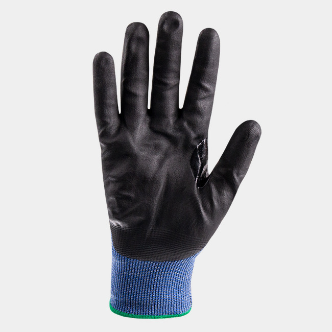 Palm view of Helix 3025 abrasion-resistant work gloves showcasing the foam nitrile palm coating.