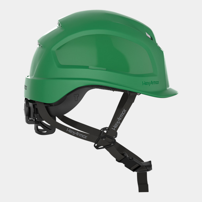 Ceros XP450A with Mips green vented safety helmet as shown from the side.