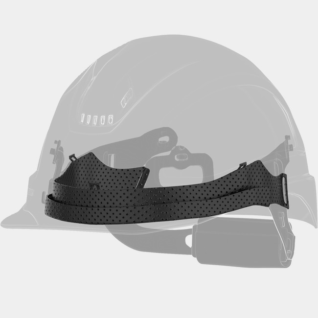 Ceros sweatband as shown from the side on the inside of a safety helmet..