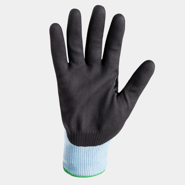 Palm view of Helix 3020 industrial work gloves, showcasing the micro nitrile coating.