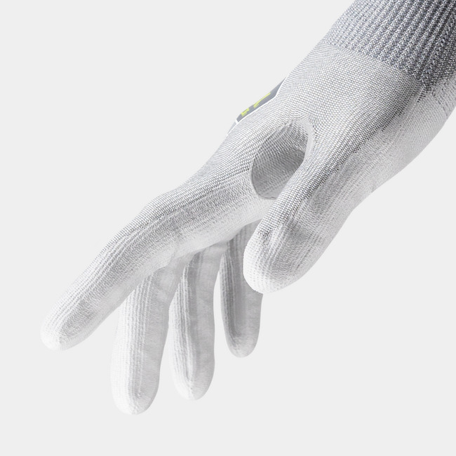 Side view of the Helix 3013 eco friendly cut-resistant work gloves. 