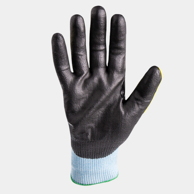 Palm view of Helix 3012 impact gloves, showcasing the polyurethane coating.