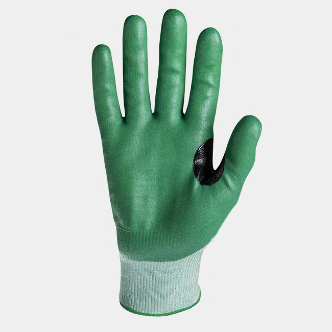 Palm view of Helix 3050 cut-resistant gloves, showcasing the PrimeSoft nirtile coating.