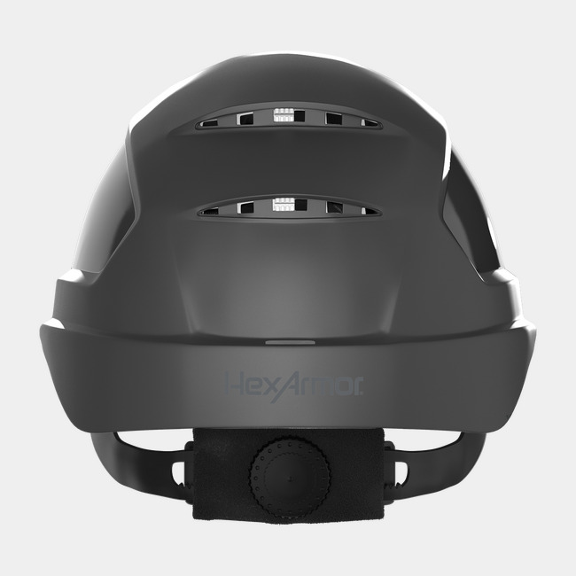 Ceros XP250 vented safety helmet as shown from the back showcasing the wheel ratchet adjustment system.