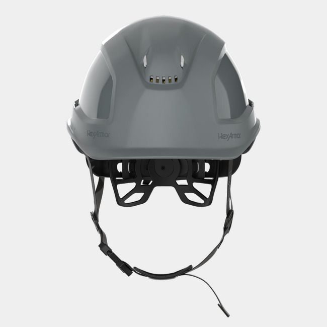 Ceros XP450A with Mips grey chin strap safety helmet as shown from the front.