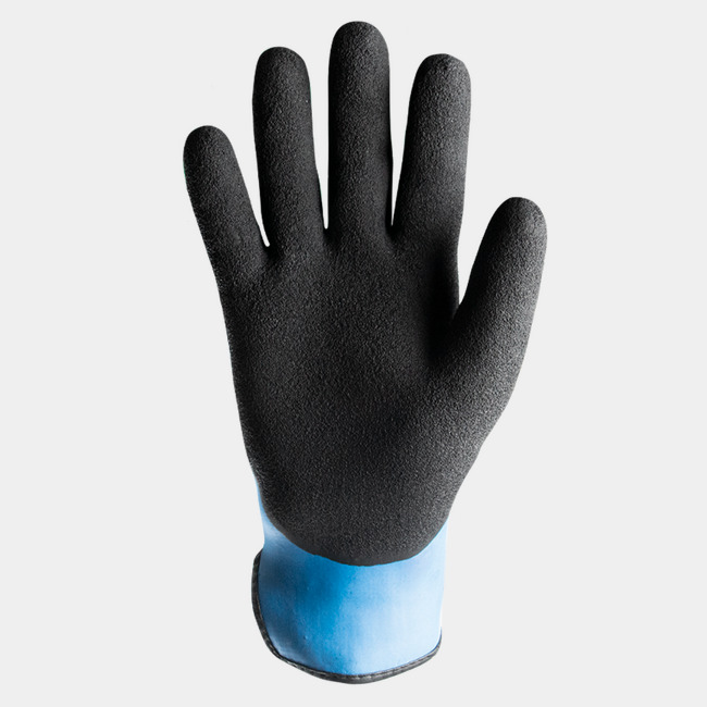 Palm view of Helix 3071 cut-resistant gloves, showcasing the natural wrinkle rubber latex coating.