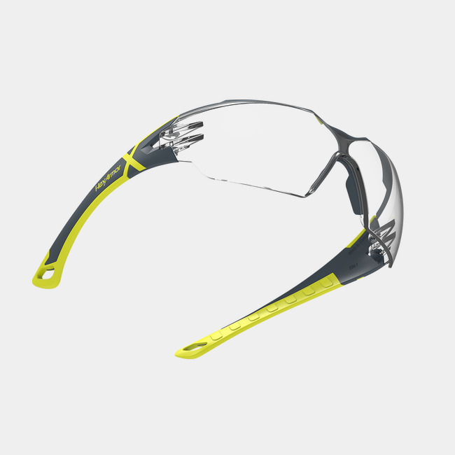 Floating MX300 premium safety glasses showcasing the optical clarity of the lenses. 