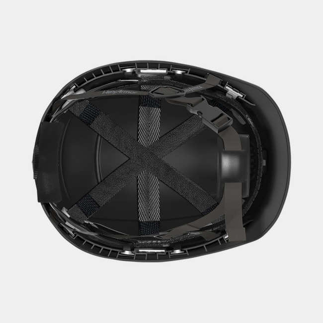 Ceros XP450A black safety helmet showcasing the suspension system on the underside of the helmet.