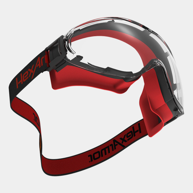 LT300 scratch-resistant safety goggles showcasing the optical clarity of the lens.