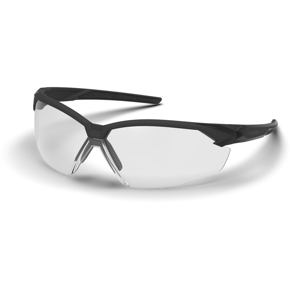 Black X1 anti-fog safety glasses shown from the front at an angle against a white background.